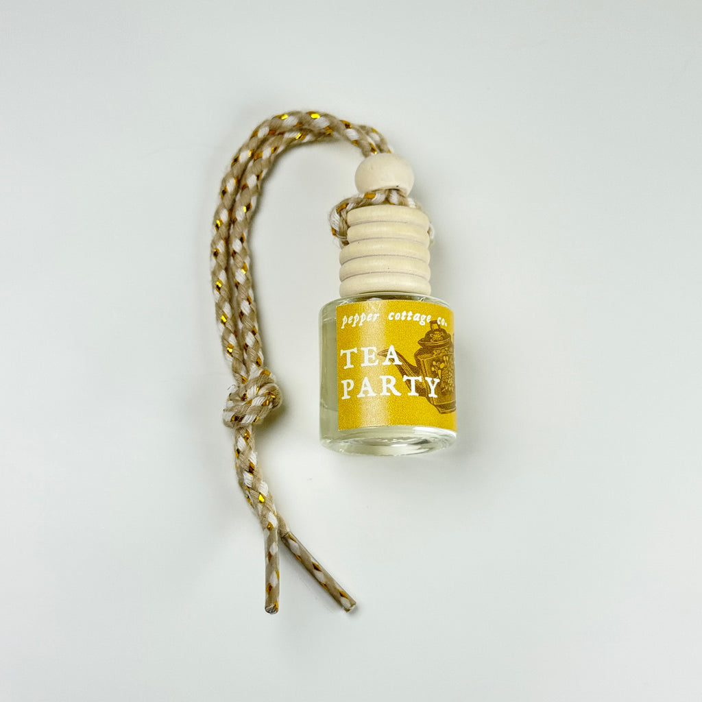 7.5 ml Tea Party Hanging Diffuser | White Tea, Lemon, Cucumber, Violet | Clean Citrusy Scent Car Diffuser