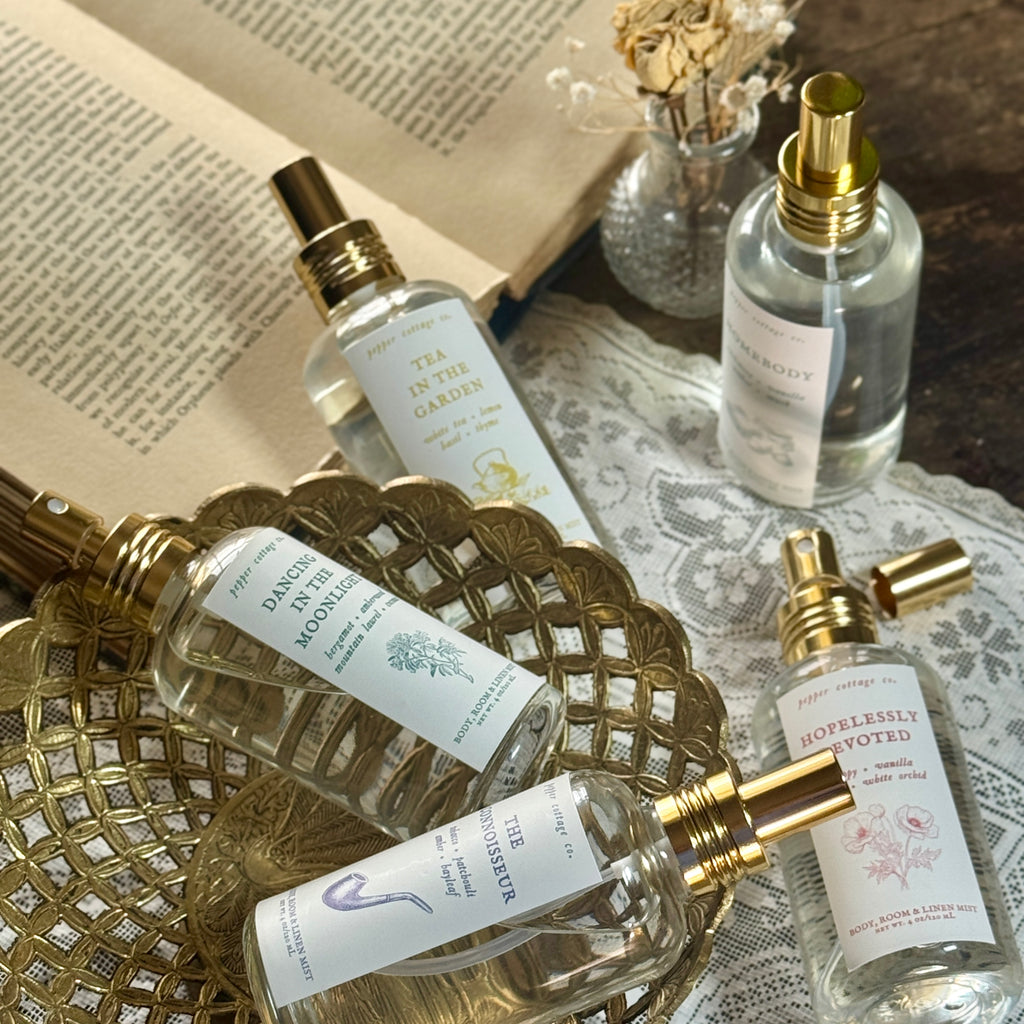 Dancing in the Moonlight 4 oz Body, Room, and Linen Mist | Bergamot, Amberwood, Mountain Laurel, Coconut| Clean, Woodsy, Floral Body & Room Mist