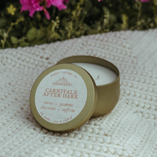 Carnivale After Dark 5.5 oz Tin - Citrus, Jasmine, Chocolate, Saffron