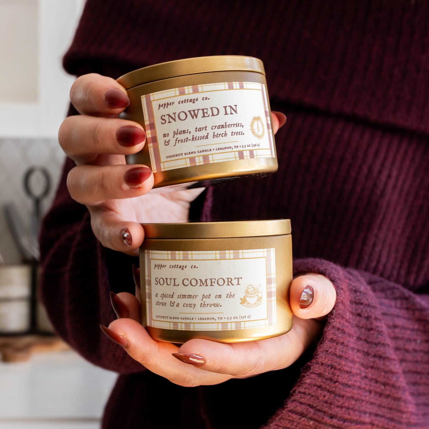 Soul Comfort 5.5 oz Soy Candle | Ginger, Citrus, Baking Spices | Non-toxic Spiced Scent Holiday Candle Tin