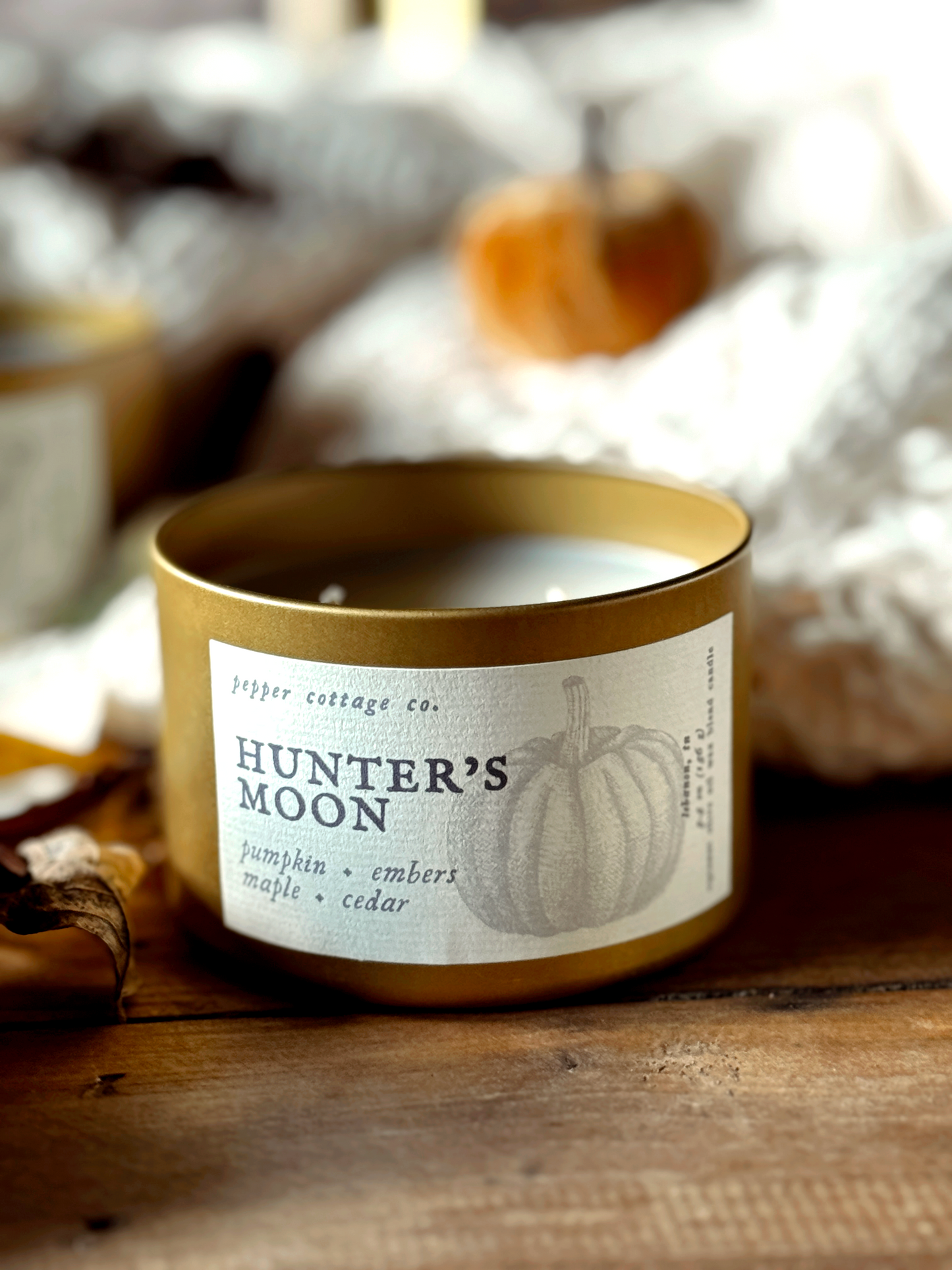 Hunter's Moon - Pumpkin, Embers, Maple, Cedar | 5.5 oz Coconut Olive Oil Wax Fall Scented Candle