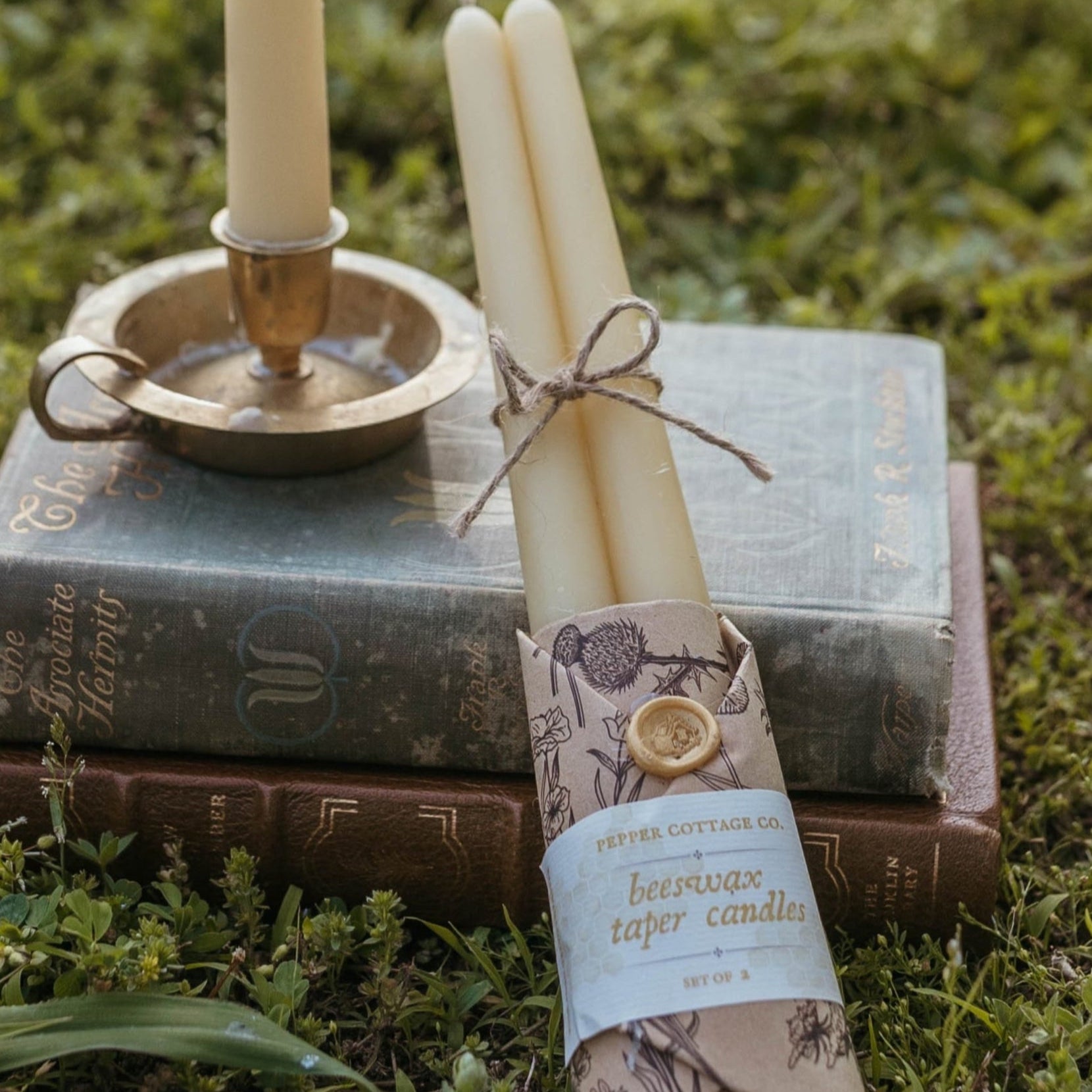 Beeswax Taper Pair | 100% Beeswax + Hemp Wick | 8-10 Hour Burn Time