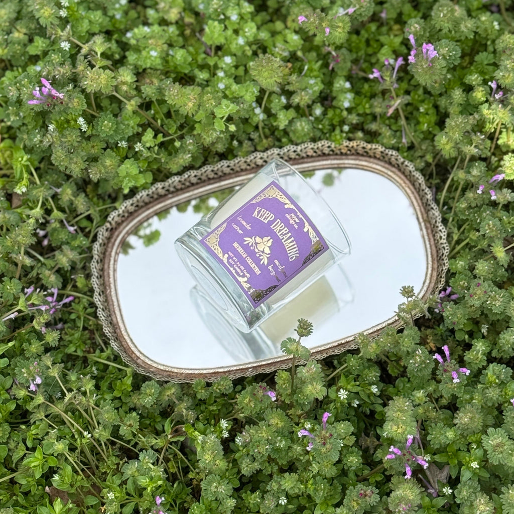 Keep Dreaming 7.5 oz Soy Spring Candle | Lavender, Vetiver, Eucalyptus, Bergamot | Daydream Collection Spring Lavender Candle