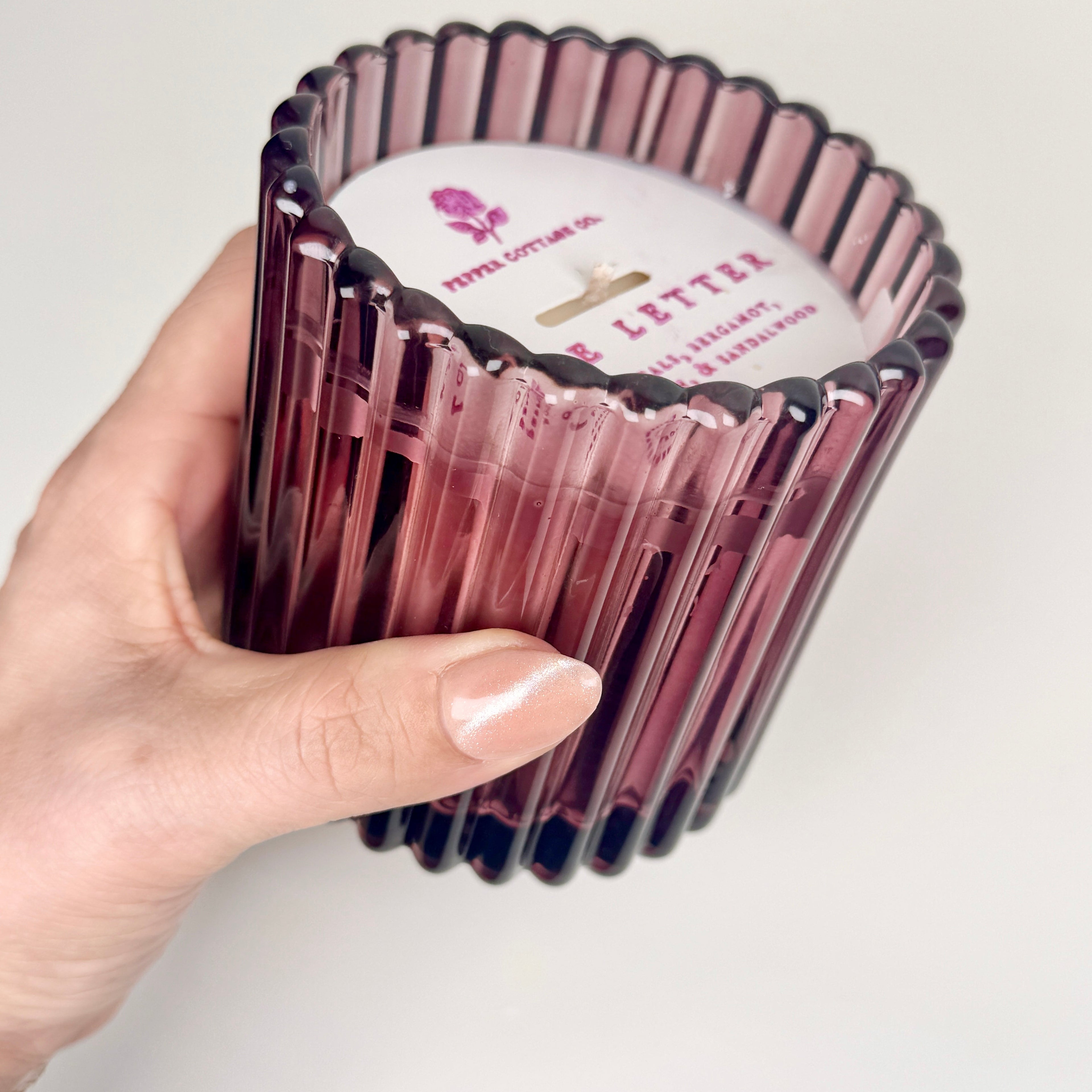 Love Letter 7.5 oz Soy Ribbed Candle Jar | Rose Petals, Bergamot, Peppercorn, Sandalwood | Non-toxic Valentine's Day Scent Luxury Candle Jar