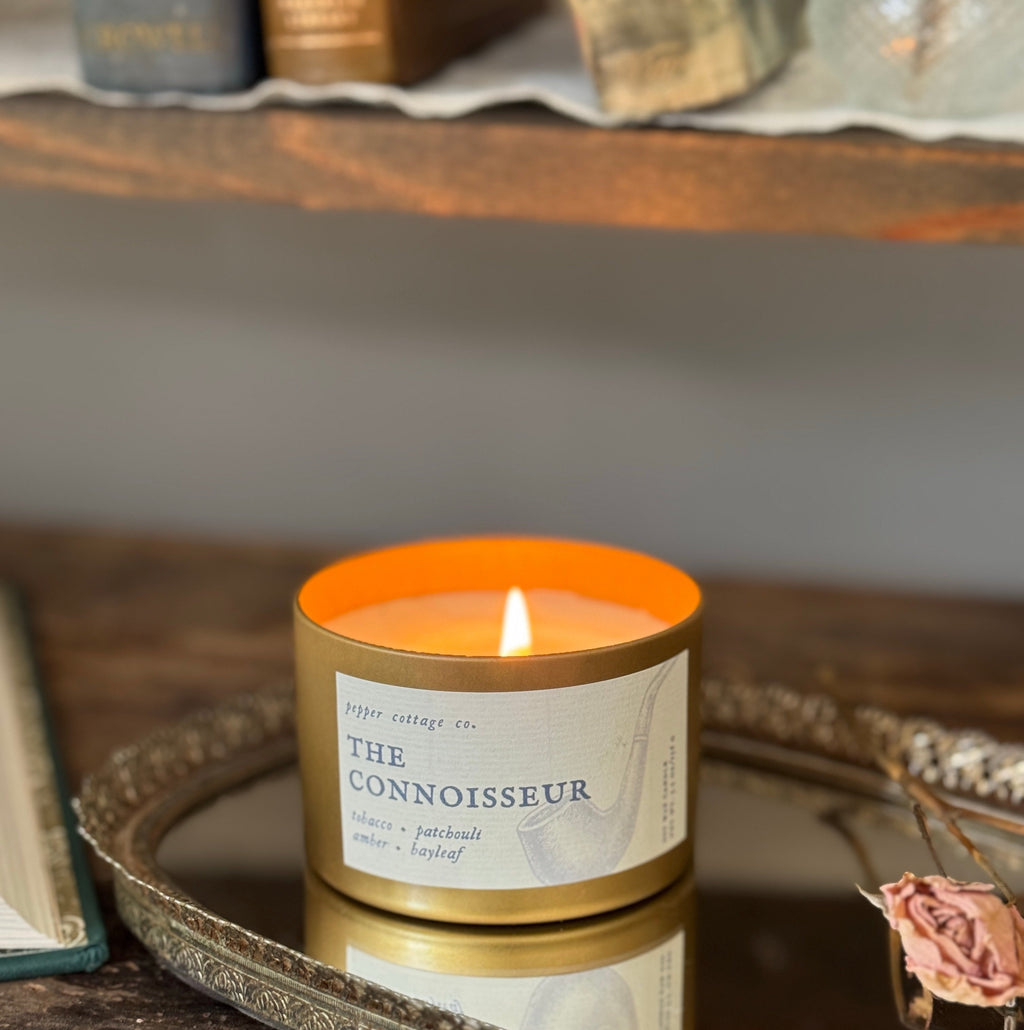 The Connoisseur 5.5 oz Tin- Tobacco, Patchouli, Amber, & Bayleaf