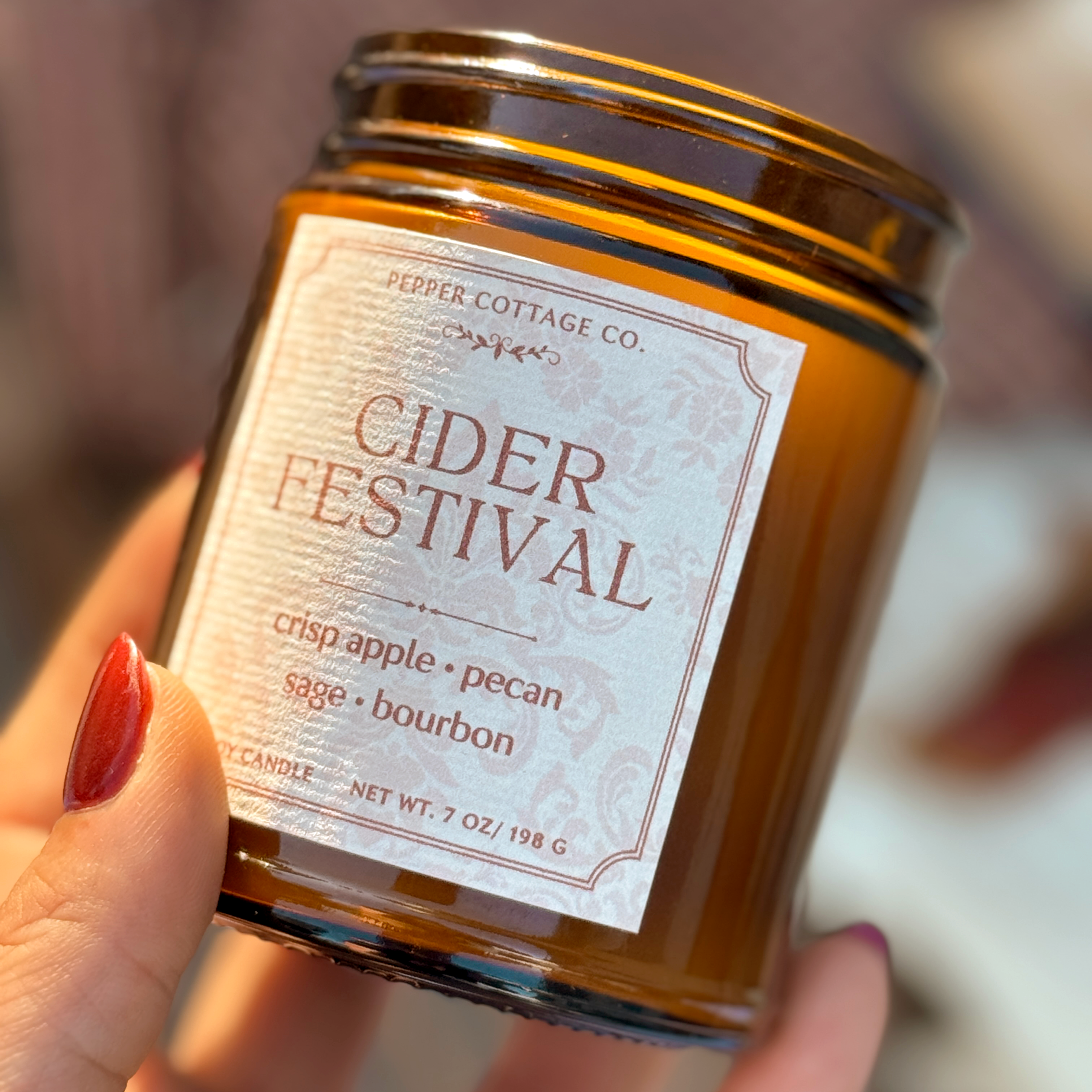 Cider Festival - Apple, Pecan, Bourbon, Sage 7 oz Soy Fall Candle