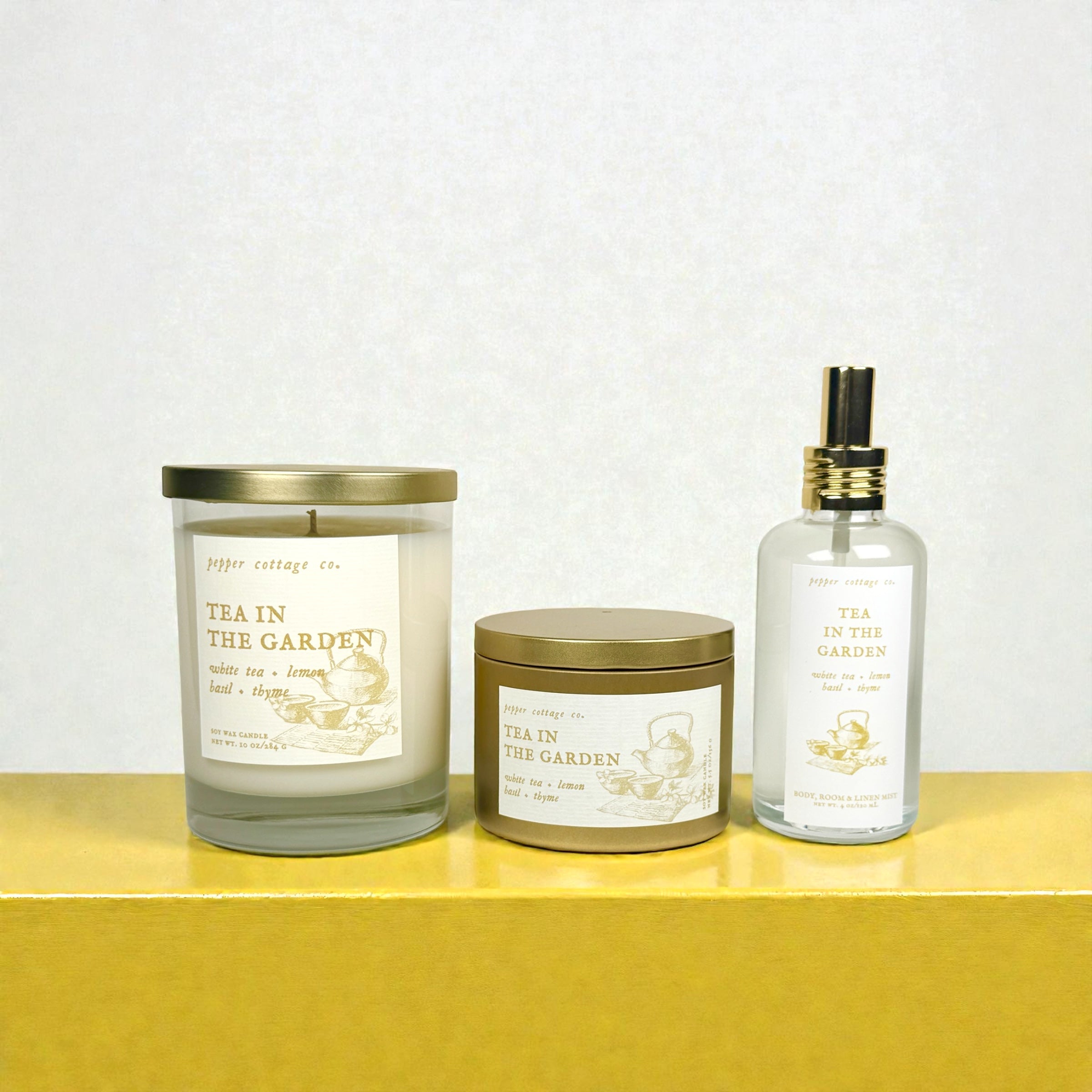 Tea in the Garden 10 oz Soy Candle Jar | White Tea, Lemon, Basil, Thyme | Clean, Herbal, Calming Scented Candle