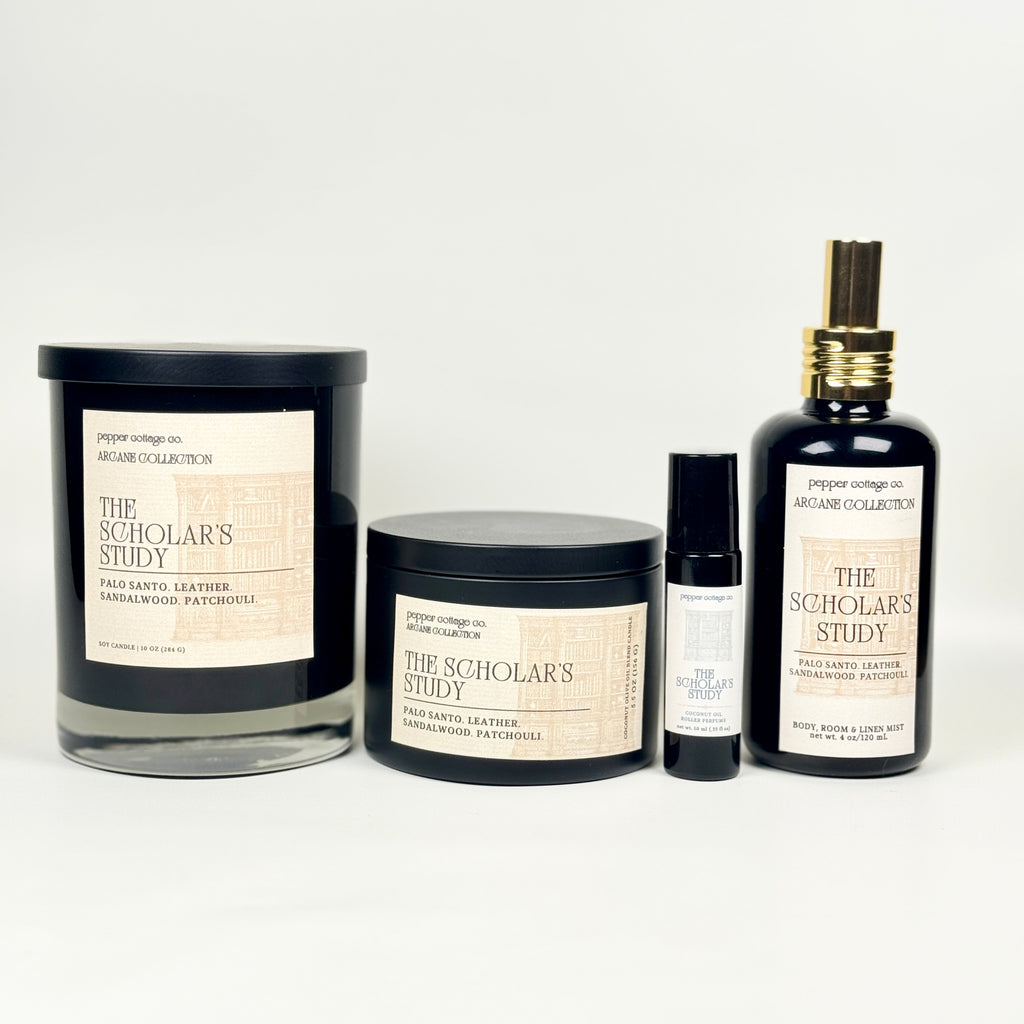 The Scholar's Study 4 oz Body, Room, and Linen Mist | Palo Santo, Sandalwood, Leather, Patchouli | Masculine Dark Academia-Inspired Body & Room Mist