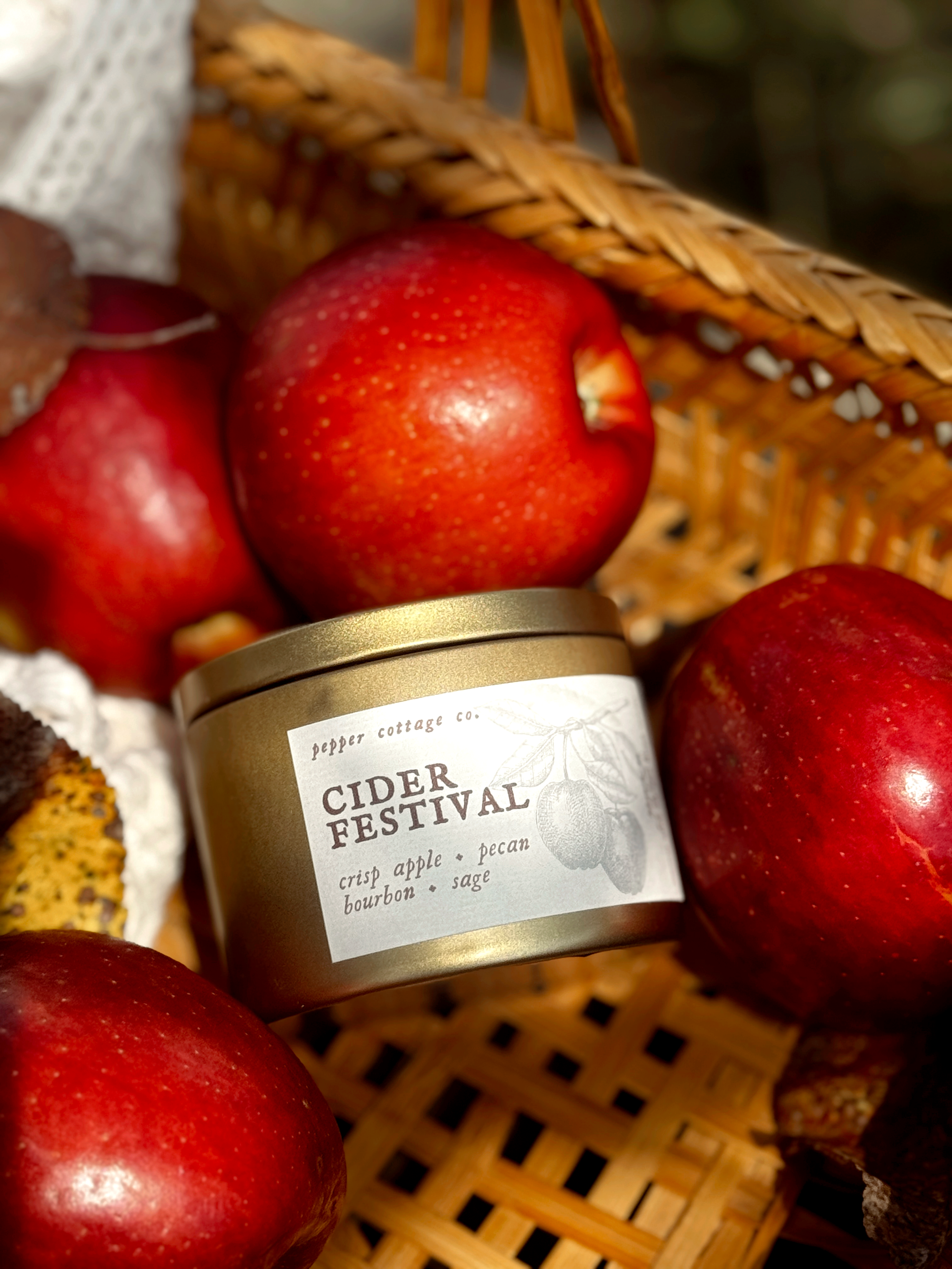 Cider Festival - Crisp Apple, Pecan, Bourbon, Sage | 5.5 oz Coconut Olive Oil Wax Fall Scented Candle