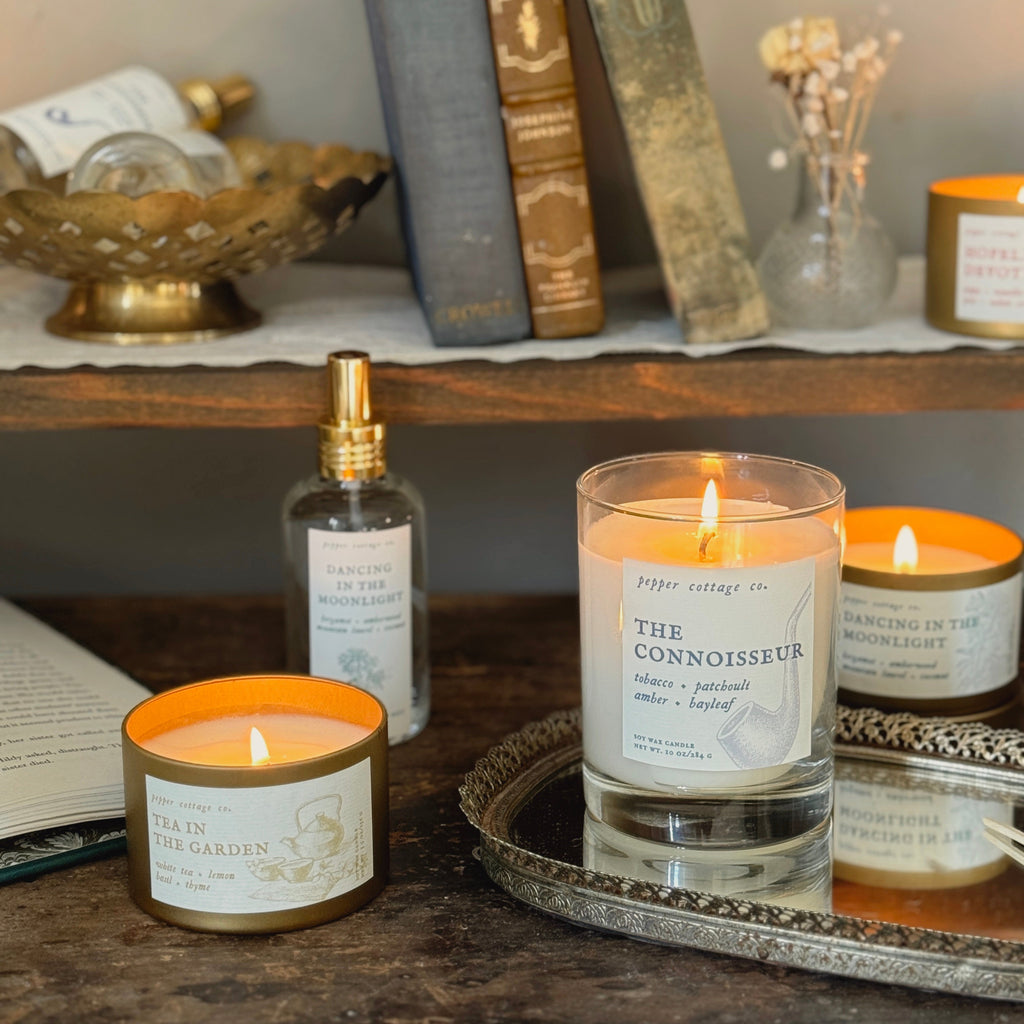 Tea in the Garden 5.5 oz Soy Candle Tin | White Tea, Lemon, Basil, Thyme | Clean Calming Herbal Scented Candle