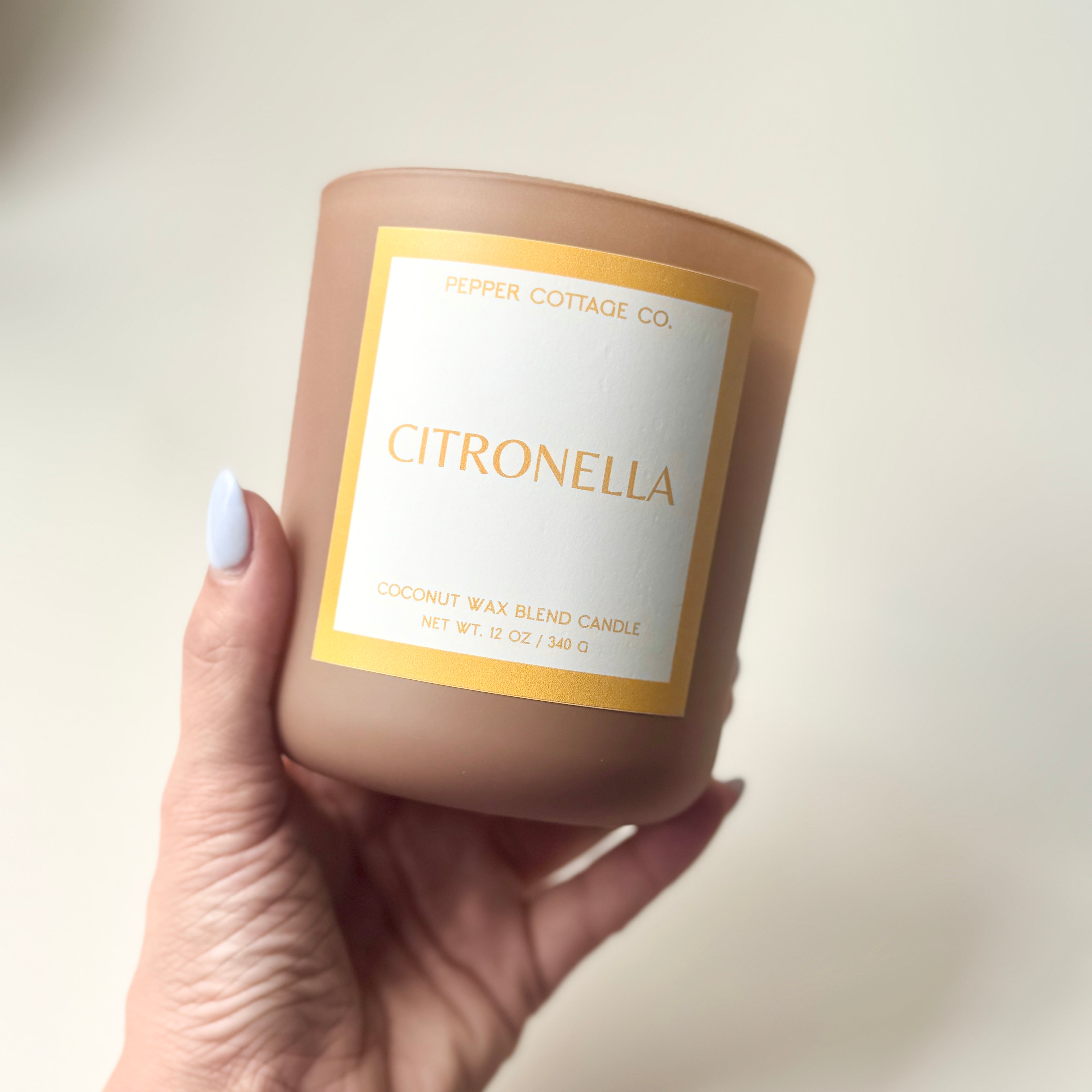 Bug-Deterring 12 oz Highly Scented Citronella Candle | Coconut Olive Oil Wax Blend Infused with Essential Oils