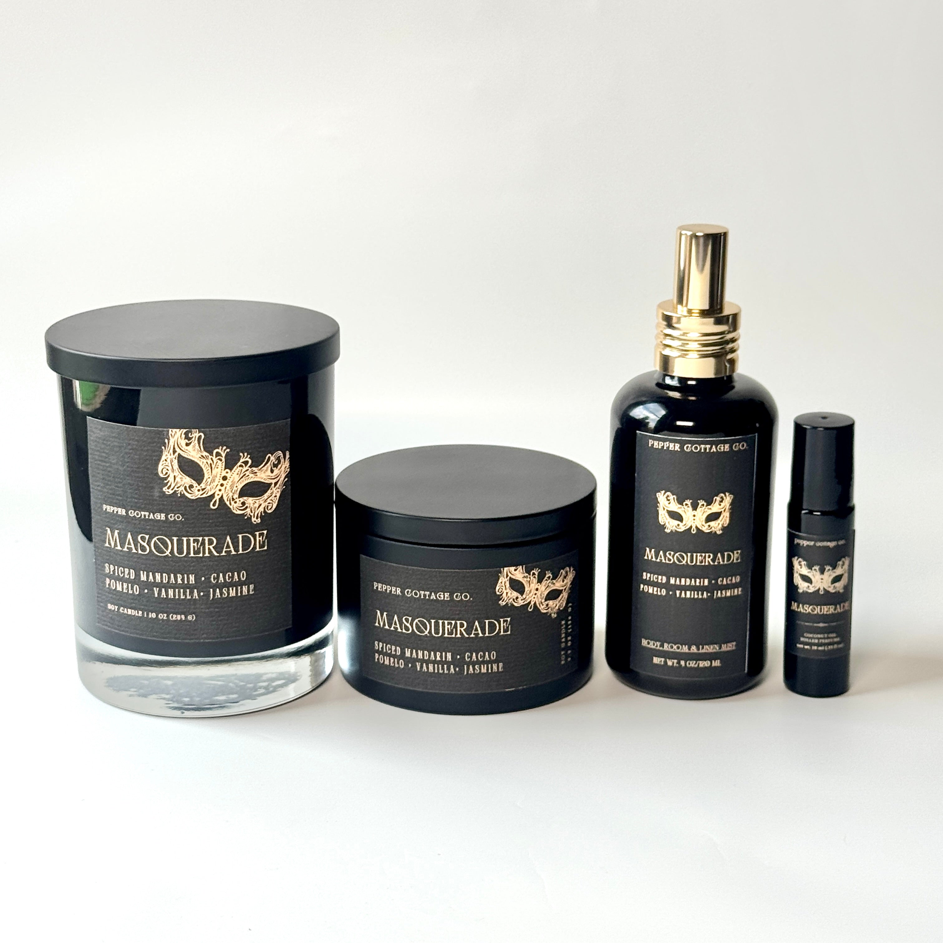 Masquerade 5.5 oz Candle Tin | Spiced Mandarin, Cacao, Pomelo, Vanilla, Jasmine | Spiced Citrus Floral Dark Academia Soy Candle