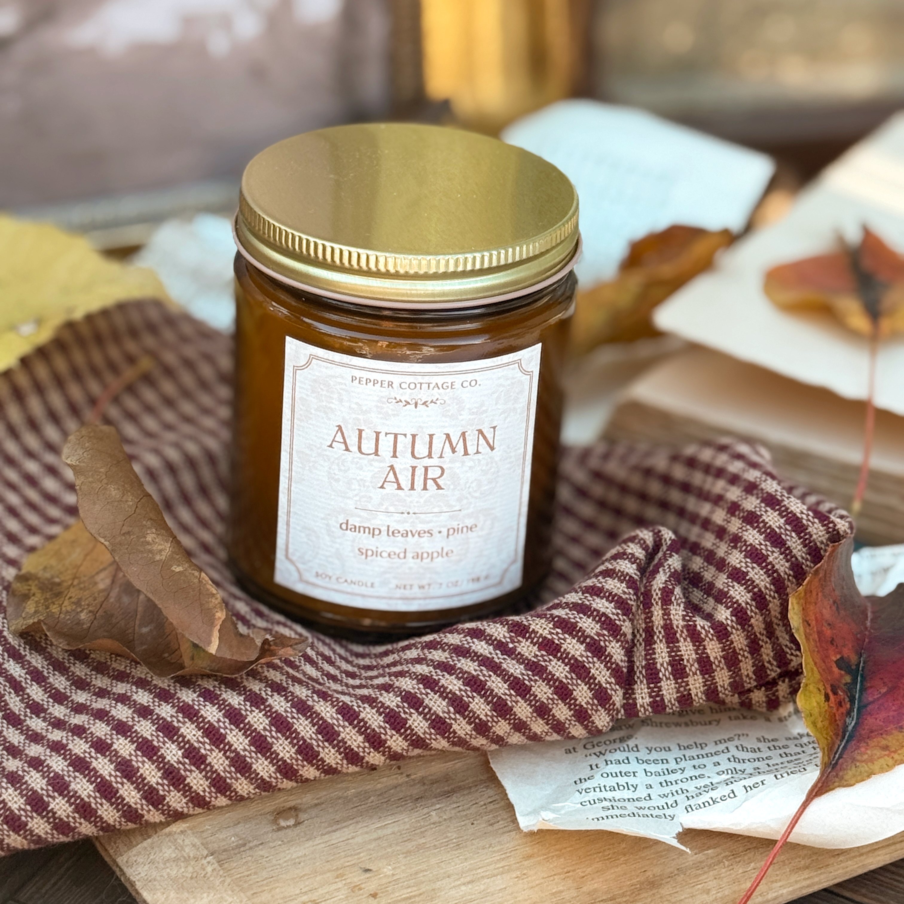 Autumn Air - Wet Leaves, Spiced Apple, Pine, Cedar 7 oz Soy Fall Candle