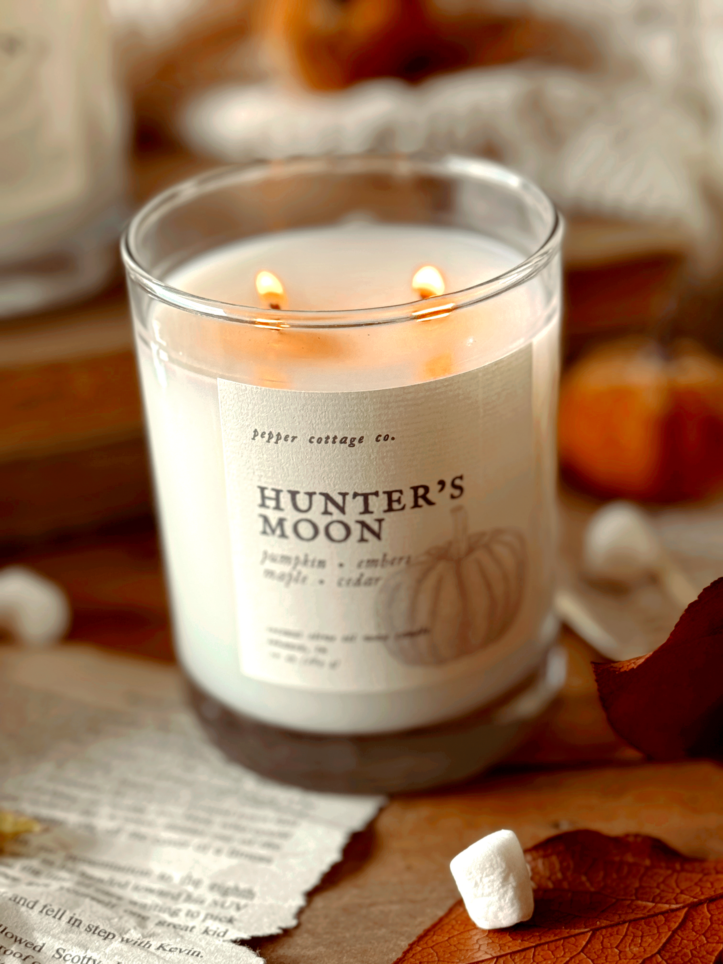 Hunter's Moon - Pumpkin, Embers, Maple, Cedar | 10 oz Coconut Olive Oil Wax Fall Scented Candle