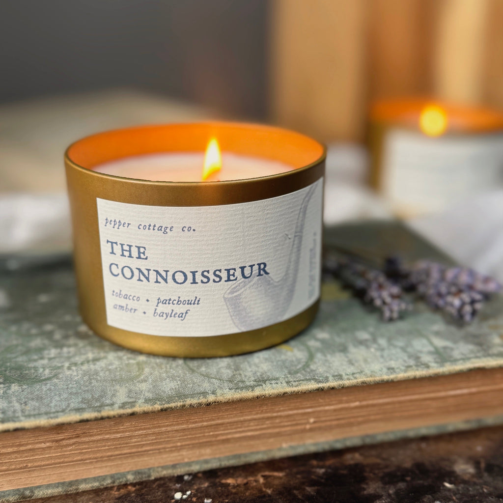 The Connoisseur 5.5 oz Tin- Tobacco, Patchouli, Amber, & Bayleaf