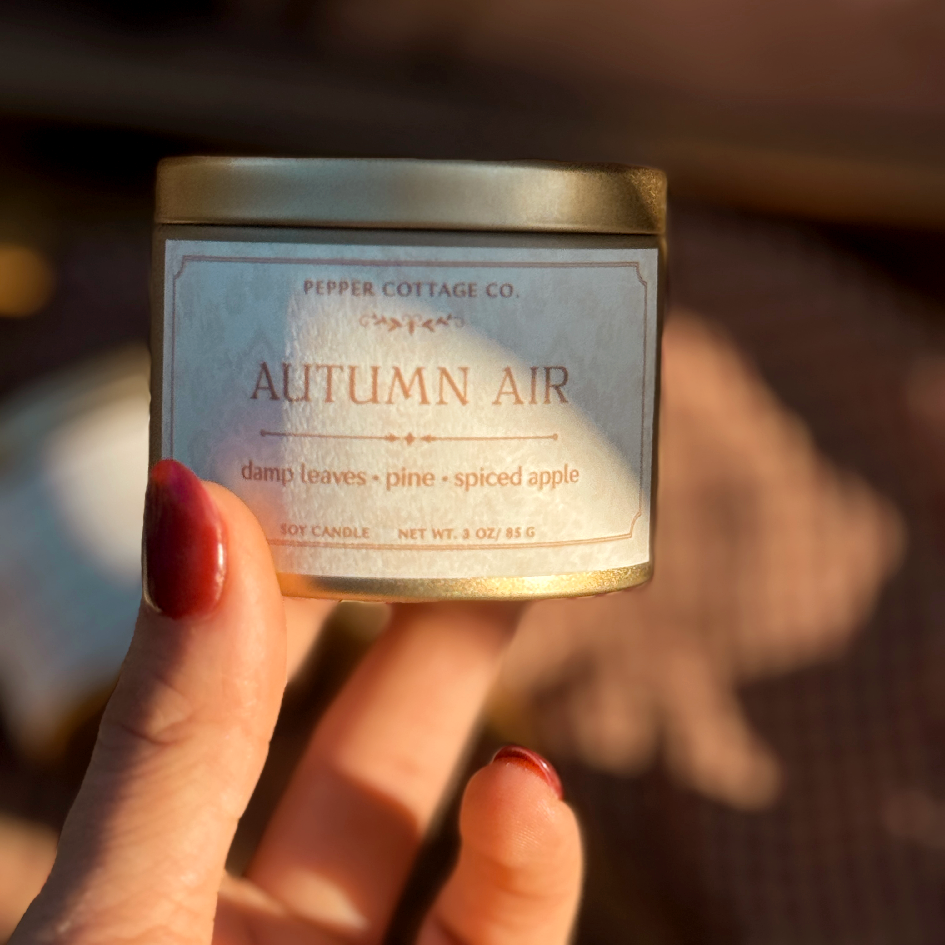 Autumn Air - Wet Leaves, Spiced Apple, Pine, Cedar 3 oz Soy Fall Candle