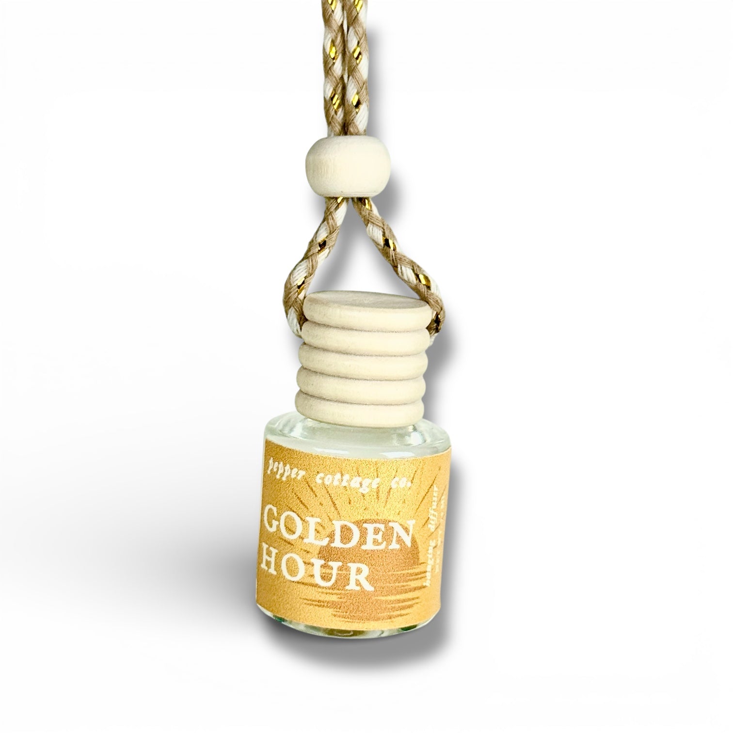 7.5 ml Golden Hour Hanging Diffuser | Orange, Cotton, Musk, Grapefruit, Coconut | Clean Citrus Scent Car Diffuser