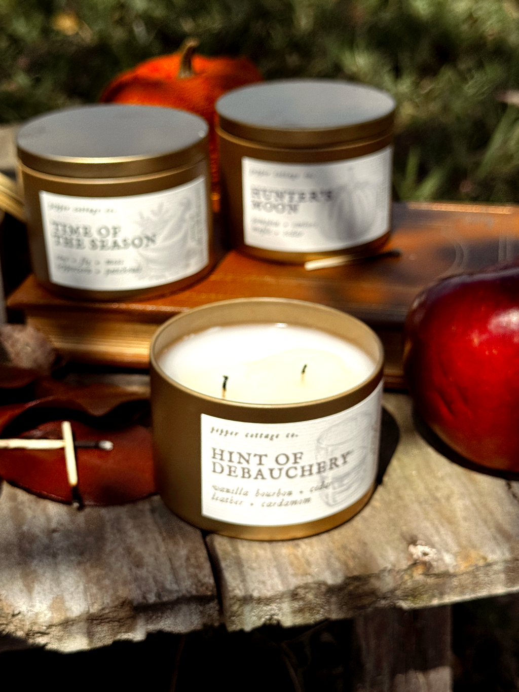 Hint of Debauchery - Vanilla Bourbon, Cedar, Leather, Cardamom | 5.5 oz Coconut Olive Oil Wax Fall Scented Candle