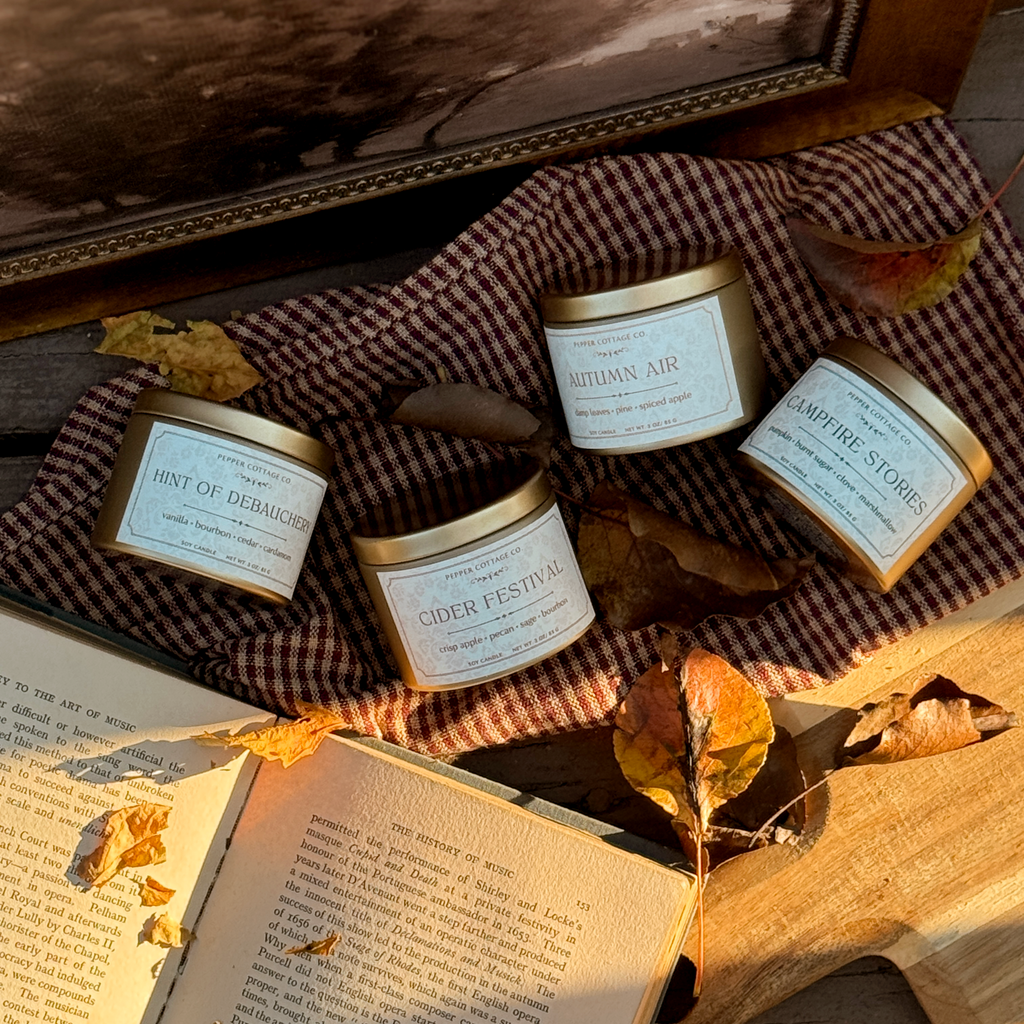 Hint of Debauchery - Vanilla, Bourbon, Cedar, Leather, Cardamom 3 oz Soy Fall Candle
