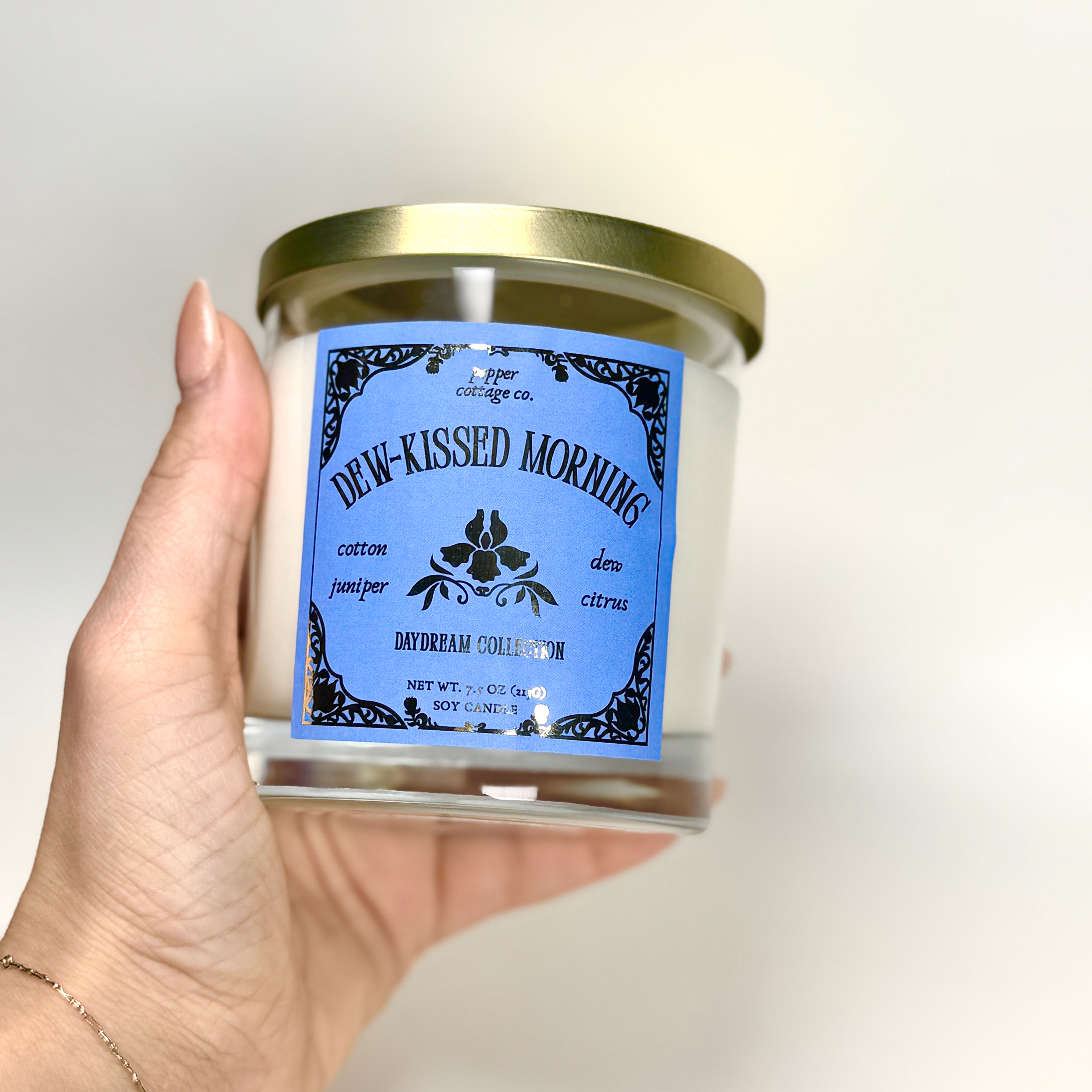Dew-Kissed Morning 7.5 oz Soy Spring Candle | Cotton, Juniper, Dew, Citrus | Daydream Collection Spring Morning Dew Candle