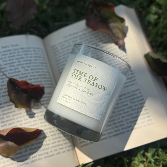 Time of the Season - Fig, Sage, Peppercorn, Moss, Brown Sugar, Patchouli | 10 oz Coconut Olive Oil Blend Fall Candle