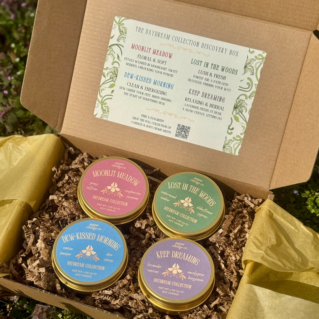 Daydream Discovery Box Set | Sample All 4 Dreamy Spring Scents | 2 oz Soy Candle Tins