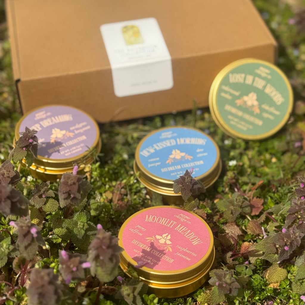 Daydream Discovery Box Set | Sample All 4 Dreamy Spring Scents | 2 oz Soy Candle Tins