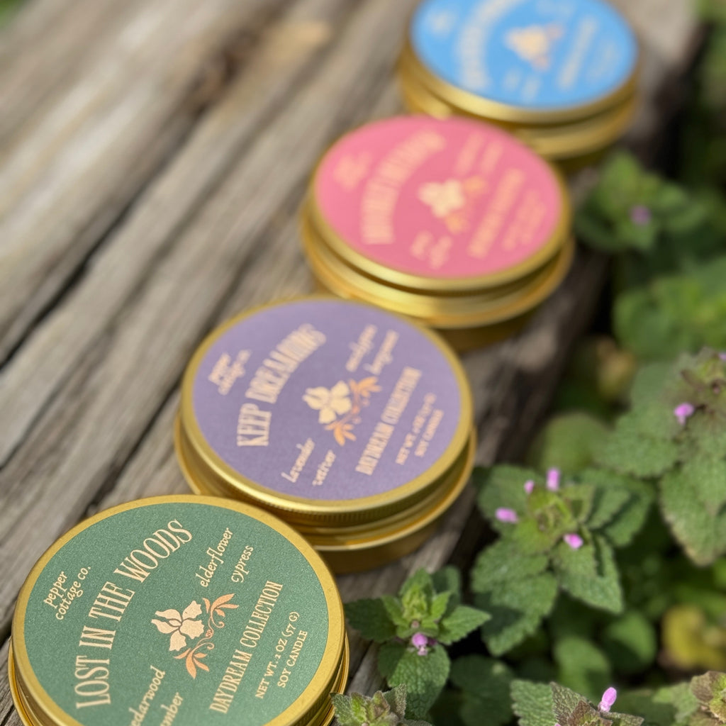 Daydream Discovery Box Set | Sample All 4 Dreamy Spring Scents | 2 oz Soy Candle Tins