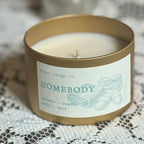 Homebody 5.5 oz Soy Candle Tin | Cashmere, Vanilla, Amber, Musk | Cozy Vanilla Scented Candle