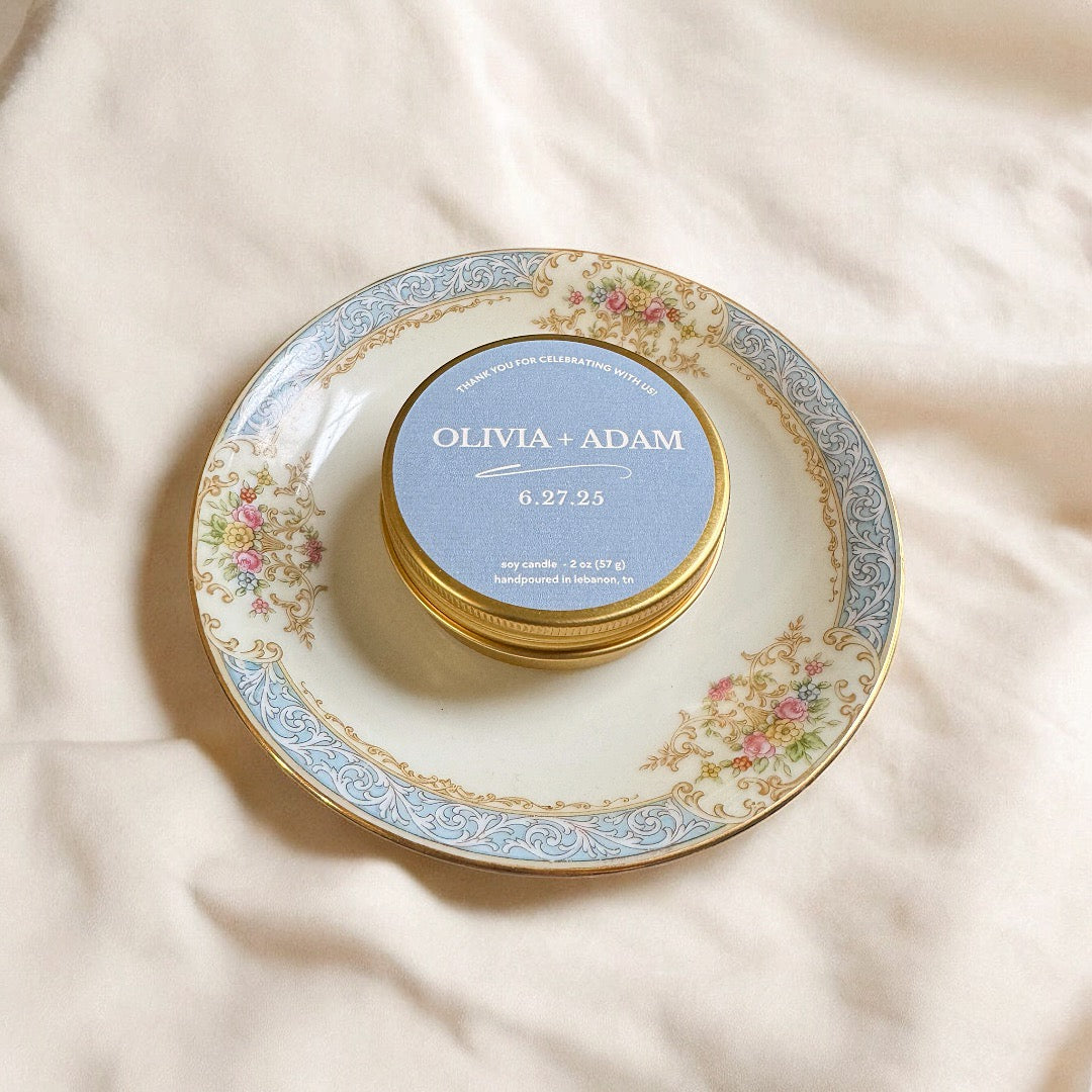 Personalized 2 oz Gold Tins - Wedding Favors, Baby Shower Favors, and More