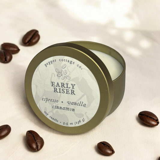 Early Riser 5.5 oz Tin - Espresso, Cinnamon, & Vanilla