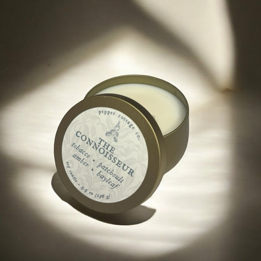 The Connoisseur 5.5 oz Tin- Tobacco, Patchouli, Amber, & Bayleaf