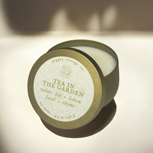 Tea in the Garden 5.5 oz Tin - White Tea, Lemon, Basil, Thyme