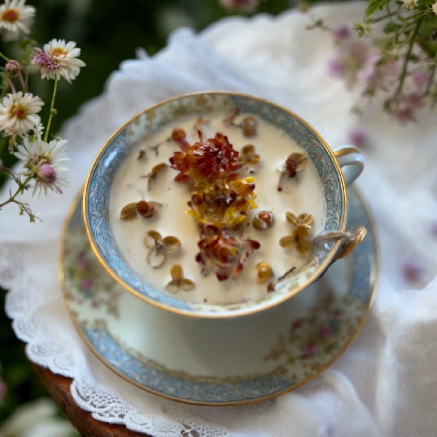 (5 oz) Vintage Japanese Wickless Tea Cup Candle - White Tea