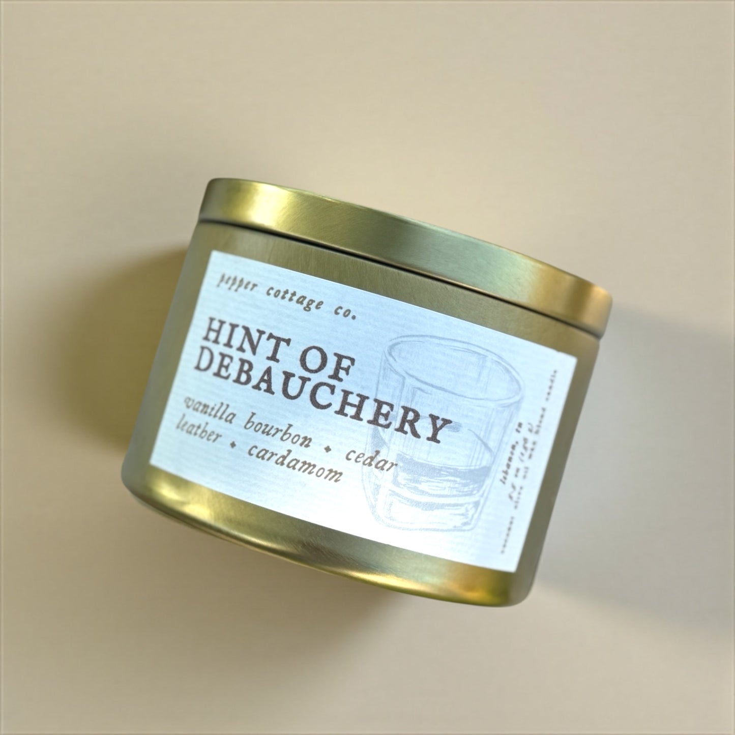 Hint of Debauchery - Vanilla Bourbon, Cedar, Leather, Cardamom | 5.5 oz Coconut Olive Oil Wax Fall Scented Candle