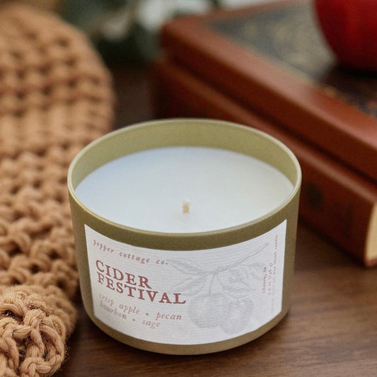 Cider Festival - Crisp Apple, Pecan, Bourbon, Sage | 5.5 oz Coconut Olive Oil Wax Fall Scented Candle