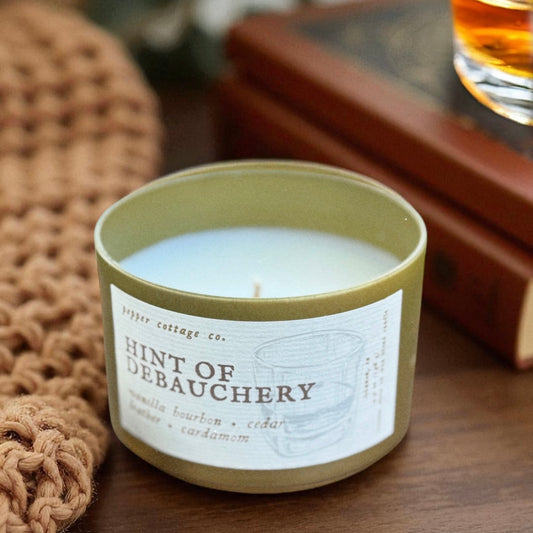 Hint of Debauchery - Vanilla Bourbon, Cedar, Leather, Cardamom | 5.5 oz Coconut Olive Oil Wax Fall Scented Candle