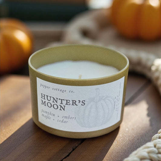 Hunter's Moon - Pumpkin, Embers, Maple, Cedar | 5.5 oz Coconut Olive Oil Wax Fall Scented Candle