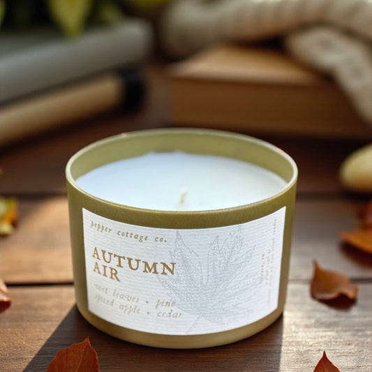 Autumn Air - Wet Leaves, Spiced Apple, Pine, Cedar | 5.5 oz Coconut Olive Oil Blend Fall Candle