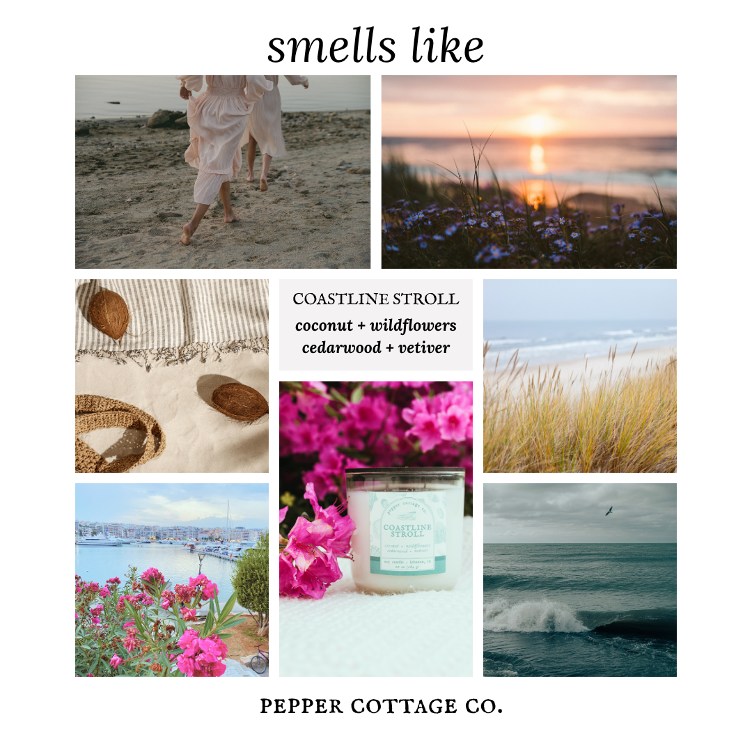 Coastline Stroll 5 oz Wax Melts - Coconut, Wildflowers, Vetiver, Cedarwood